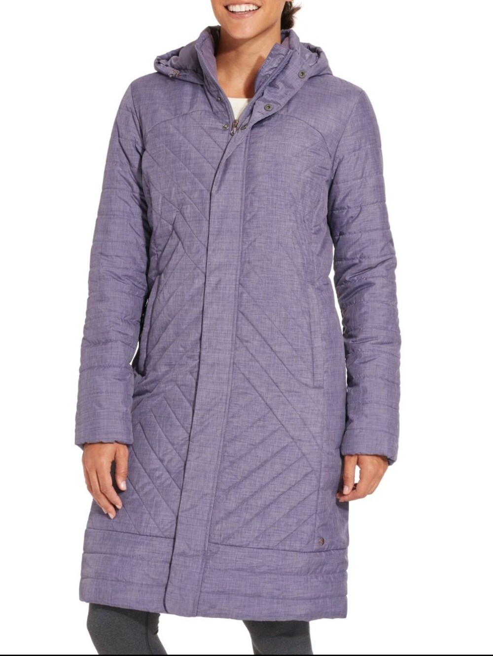 CALIA by Carrie Underwood Women's Quilted Hooded Parka Coat Lavender Purple Sz S